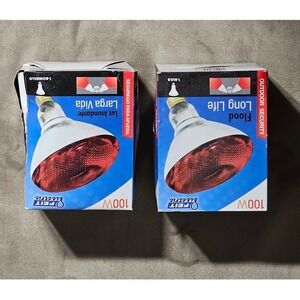 2 Pack Feit Electric 100W Red BR38 Flood Light Outdoor Security Bulb 120V‎ New